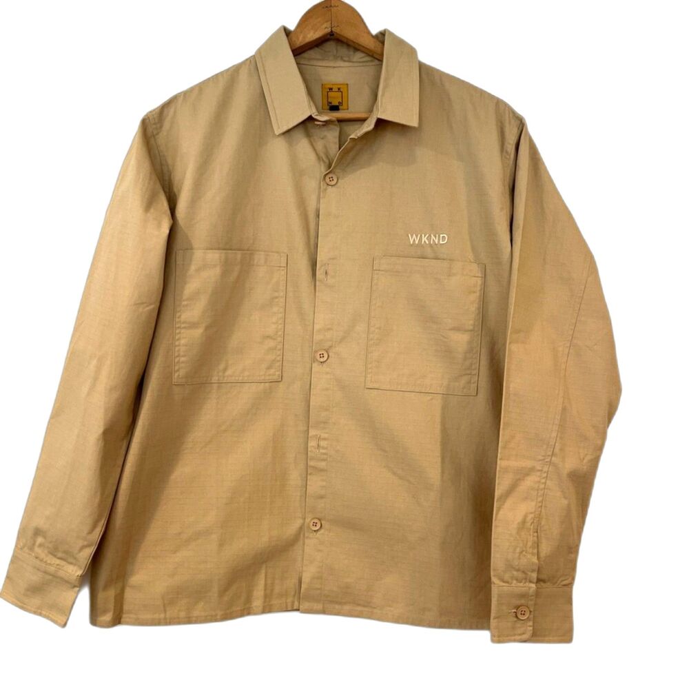 WKND Skateboarding Major Shirt Khaki Ripstop Medium Button Front 2 Pocket